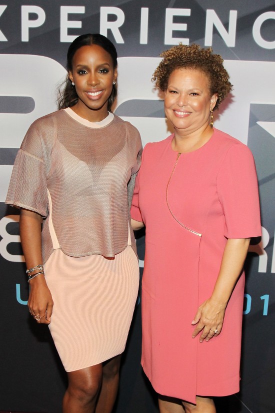 NEW YORK, NY - APRIL 23:  Singer Kelly Rowland (L) and Chairman and Chief Executive Officer of BET Debra Lee attend the BET New York Upfronts on April 23, 2015 in New York City.  (Photo by Bennett Raglin/BET/Getty Images for BET) *** Local Caption *** Kelly Rowland; Debra Lee
