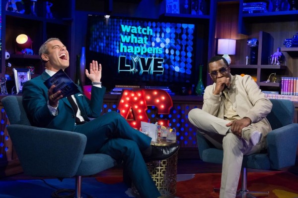 WATCH WHAT HAPPENS LIVE -- Episode 12084 -- Pictured: (l-r) Andy Cohen, Sean "Diddy" Combs -- (Photo by: Charles Sykes/Bravo)
