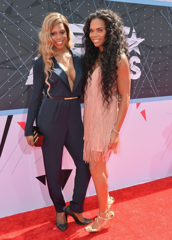 LOS ANGELES, CA - JUNE 28:  Actress Laverne Cox (L) and TV personality B. Scott attend the 2015 BET Awards at the Microsoft Theater on June 28, 2015 in Los Angeles, California.  (Photo by Earl Gibson/BET/Getty Images for BET)
