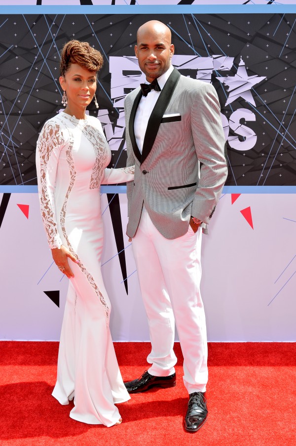 LOS ANGELES, CA - JUNE 28:  Actors Nicole Ari Parker (L) and Boris Kodjoe attend the 2015 BET Awards at the Microsoft Theater on June 28, 2015 in Los Angeles, California.  (Photo by Earl Gibson/BET/Getty Images for BET)