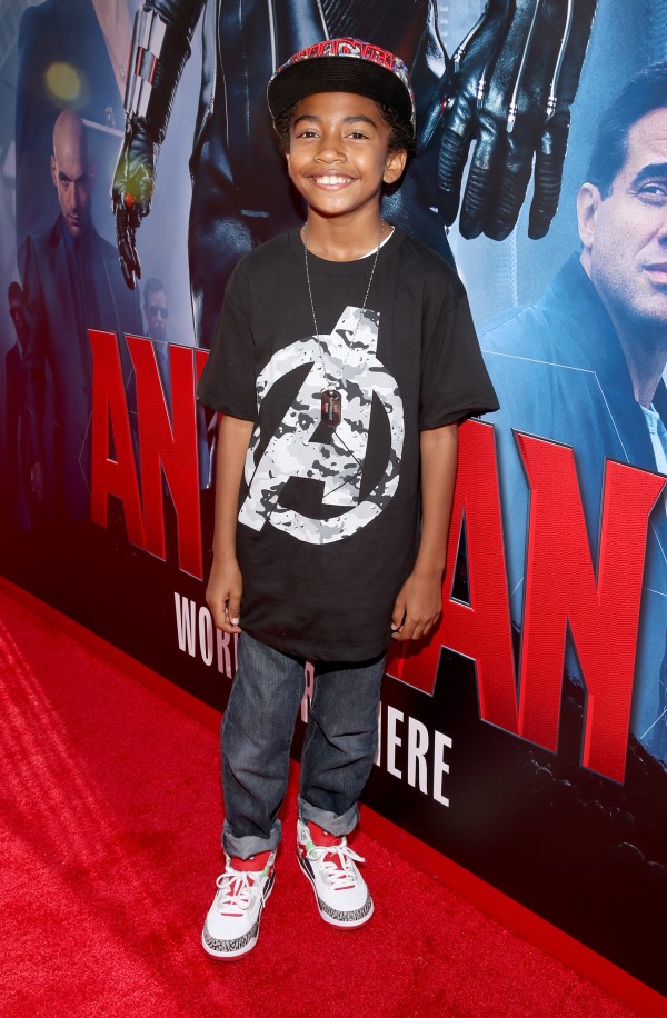 LOS ANGELES, CA - JUNE 29:  Actor Miles Brown attends the world premiere of Marvel's "Ant-Man" at The Dolby Theatre on June 29, 2015 in Los Angeles, California.  (Photo by Jesse Grant/Getty Images for Disney) *** Local Caption *** Miles Brown