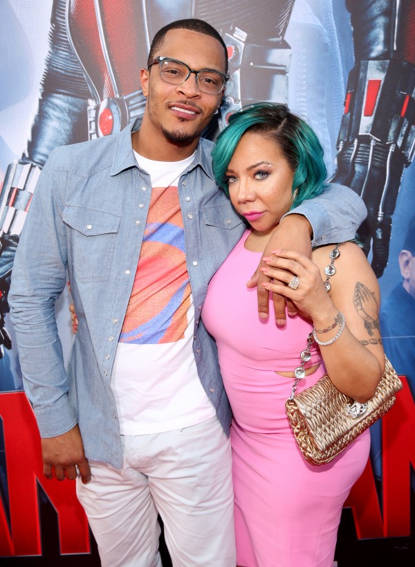 LOS ANGELES, CA - JUNE 29:  Actor/rapper Tip "T.I." Harris (L) and singer Tameka "Tiny" Cottle-Harris attend the world premiere of Marvel's "Ant-Man" at The Dolby Theatre on June 29, 2015 in Los Angeles, California.  (Photo by Jesse Grant/Getty Images for Disney) *** Local Caption *** Tip Harris;T.I.;Tameka Cottle-Harris