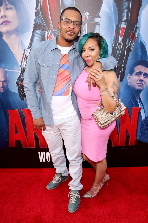 LOS ANGELES, CA - JUNE 29:  Actor/rapper Tip "T.I." Harris (L) and singer Tameka "Tiny" Cottle-Harris attend the world premiere of Marvel's "Ant-Man" at The Dolby Theatre on June 29, 2015 in Los Angeles, California.  (Photo by Jesse Grant/Getty Images for Disney) *** Local Caption *** Tip Harris;T.I.;Tameka Cottle-Harris