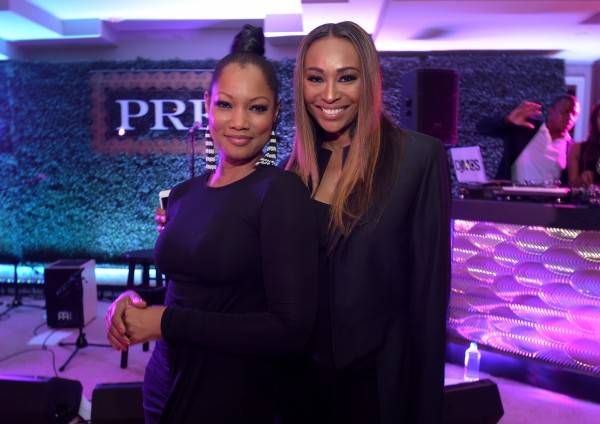 LOS ANGELES, CA - JUNE 24:  Actress Garcelle Beauvais (L) and TV personality Cynthia Bailey attend the 2015 BET Awards Debra Lee Pre-Dinner at Sunset Tower Hotel on June 24, 2015 in Los Angeles, California.  (Photo by Jason Kempin/BET/Getty Images for BET)