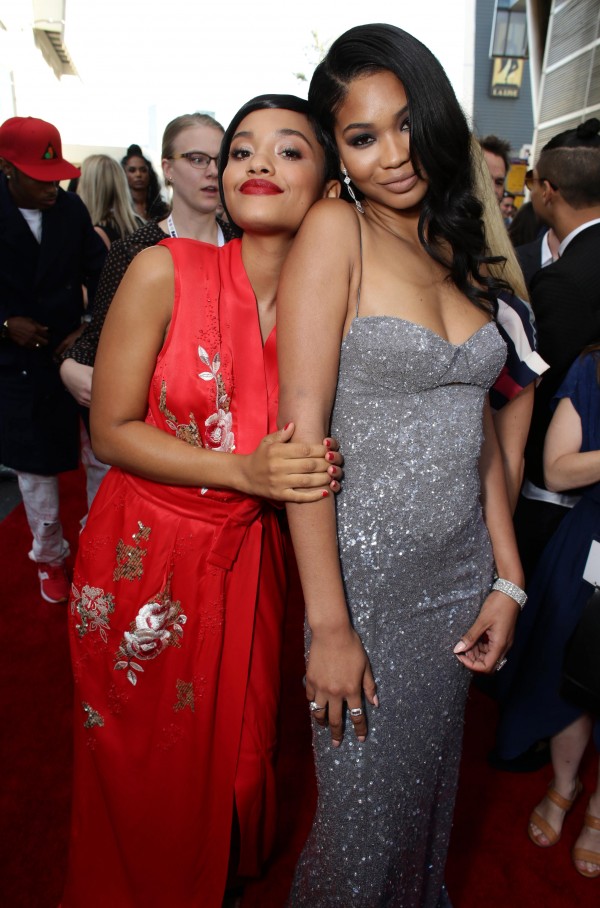 Kiersey Clemons and Chanel Iman seen at Open Road Films Los Angeles Premiere of "Dope" in partnership with the LA Film Fest on Monday, June 8, 2015, in Los Angeles. (Photo by Eric Charbonneau/Invision for Open Road Films/AP Images)