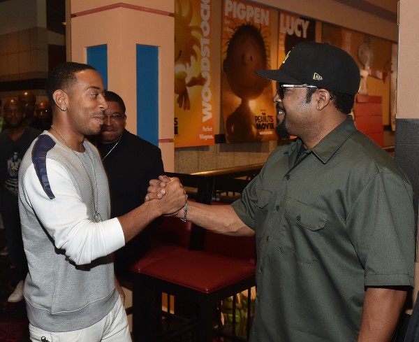 ATLANTA, GA - JULY 24:  Ludacris and Ice Cube attend "Straight Outta Compton" VIP Screening With Director/ Producer F. Gary Gray, Producer Ice Cube, Executive Producer Will Packer, And Cast Members at Regal Atlantic Station on July 24, 2015 in Atlanta, Georgia.  (Photo by Paras Griffin/Getty Images for Universal Pictures)