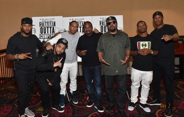 ATLANTA, GA - JULY 24:  (L-R) Usher Raymond, O'Shea Jackson Jr., Ludacris, F. Gary Gray, Ice Cube, Jason Mitchell, and Corey Hawkins attend "Straight Outta Compton" VIP Screening With Director/ Producer F. Gary Gray, Producer Ice Cube, Executive Producer Will Packer, And Cast Members at Regal Atlantic Station on July 24, 2015 in Atlanta, Georgia.  (Photo by Paras Griffin/Getty Images for Universal Pictures)