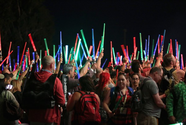 SAN DIEGO, CA - JULY 10:  Following the `Star Wars` Hall H presentation at Comic-Con International 2015 at the San Diego Convention Center in San Diego, Calif., the audience of more than 6000 fans enjoyed a surprise `Star Wars` Fan Concert performed by the San Diego Symphony, featuring the classic `Star Wars` music of composer John Williams, at the Embarcadero Marina Park South on July 10, 2015 in San Diego, California.  (Photo by Jesse Grant/Getty Images for Disney)