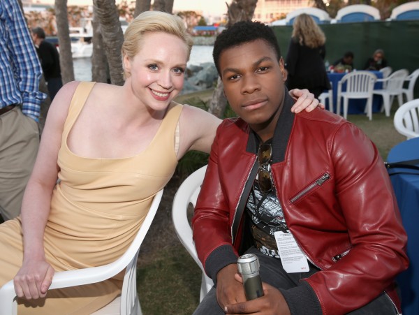 SAN DIEGO, CA - JULY 10:  Actors Gwendoline Christie (L), John Boyega and more than 6000 fans enjoyed a surprise `Star Wars` Fan Concert performed by the San Diego Symphony, featuring the classic `Star Wars` music of composer John Williams, at the Embarcadero Marina Park South on July 10, 2015 in San Diego, California.  (Photo by Jesse Grant/Getty Images for Disney) *** Local Caption *** Gwendoline Christie; John Boyega