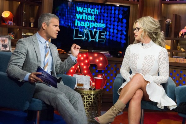 WATCH WHAT HAPPENS LIVE -- Episode 12137 -- Pictured: (l-r) Andy Cohen, Kim Zolciak-Biermann -- (Photo by: Charles Sykes/Bravo)
