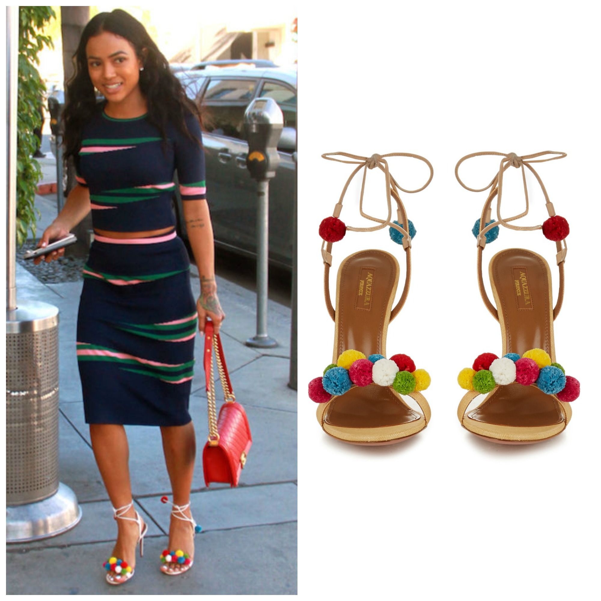 Style Trend: Aquazzura Pom Pom-Embellished Raffia Sandals
