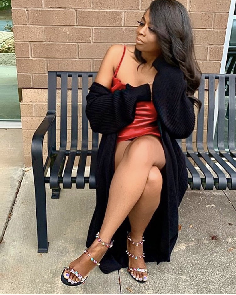 My Style: Red Satin Ruched Side Slip Mini Dress