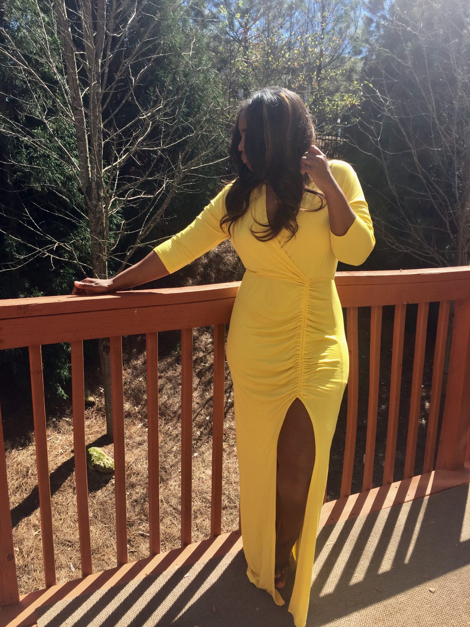 My Style: Yellow Ruched Front Dress