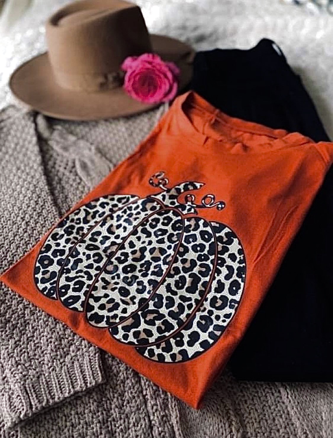 Fall Fashion Look: Snazzy Gal Boutique Pumpkin T-Shirt & Cardigan