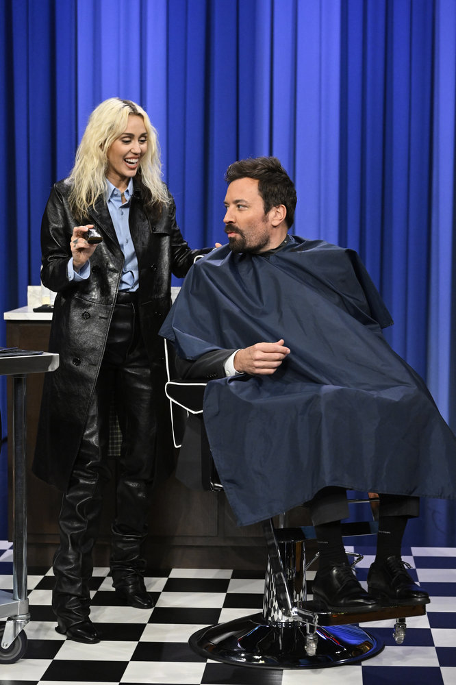 In Case You Missed It: Miley Cyrus Gives Jimmy Fallon A Haircut