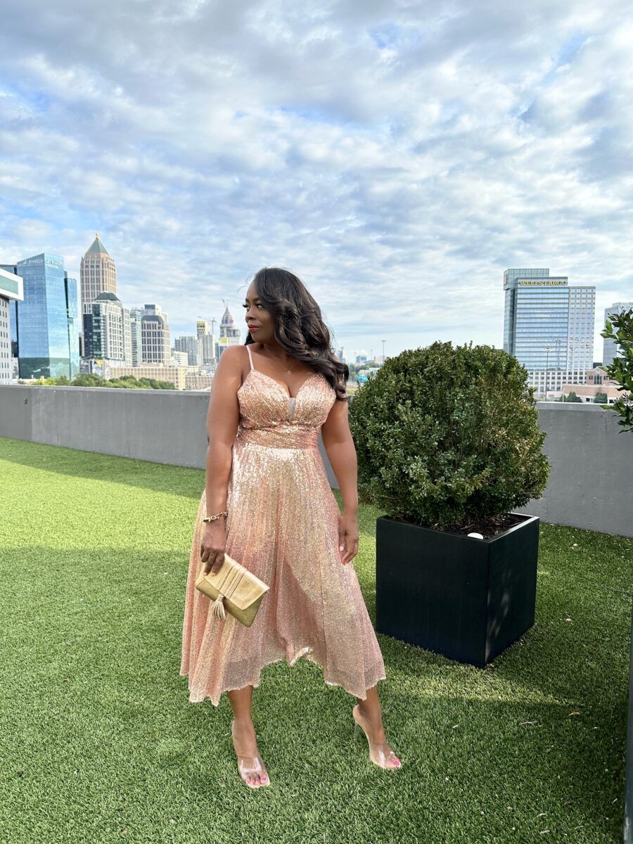 My Style: Rose Gold Sequin Tea Length Dress My Style: Rose Gold Sequin Tea Length Dress