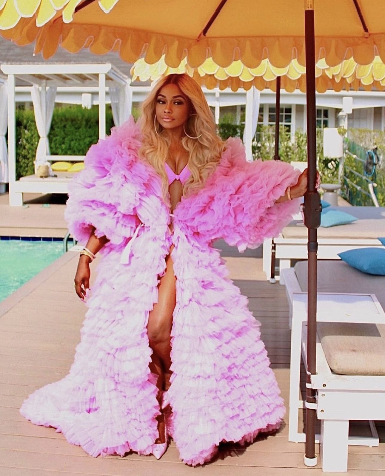 Wardrobe Breakdown: Phaedra Parks Pink Ruffled Robe In The Hamptons