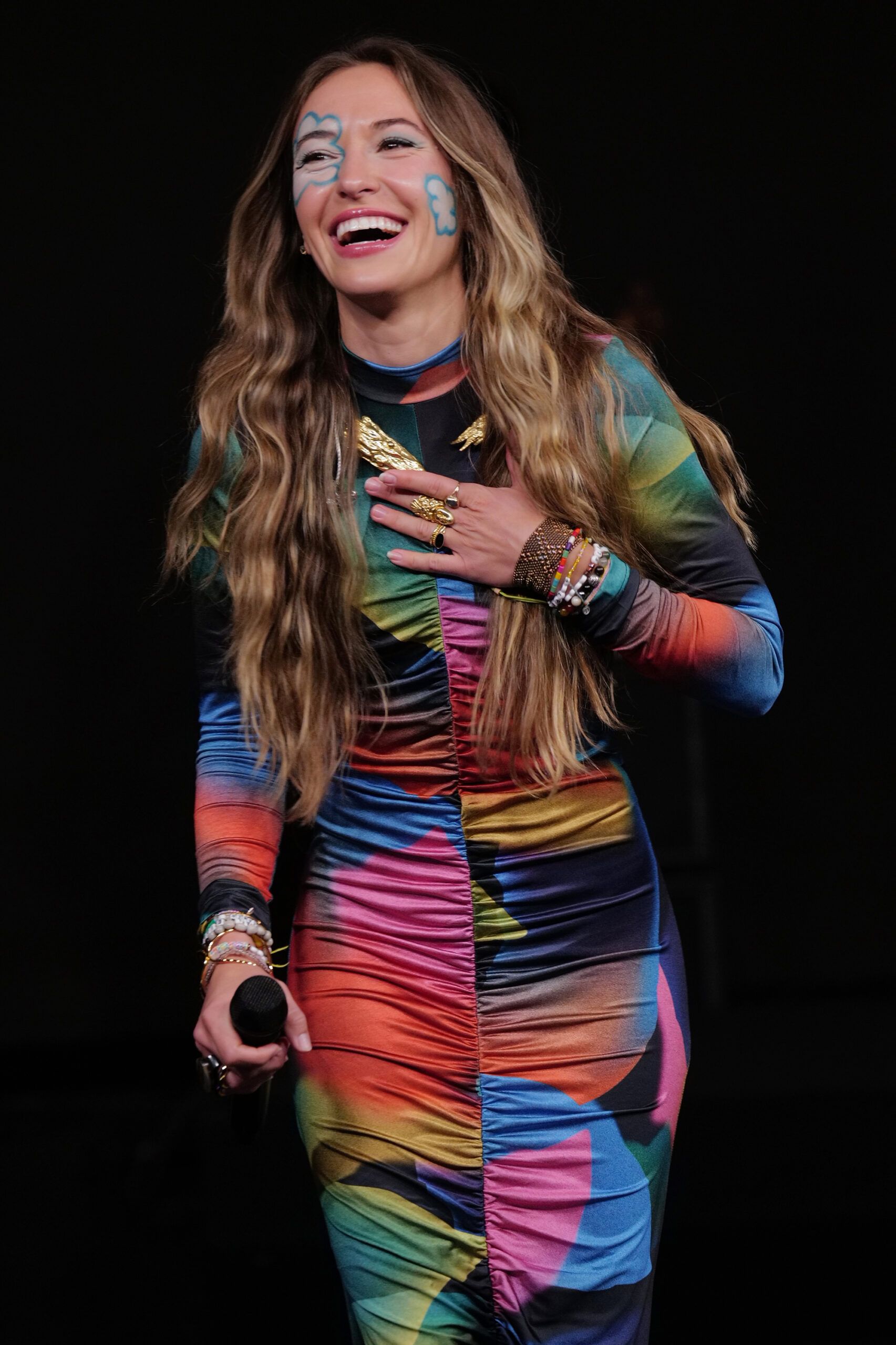 Wardrobe Breakdown: Lauren Daigle Multicolored Dress On Jimmy Kimmel Live