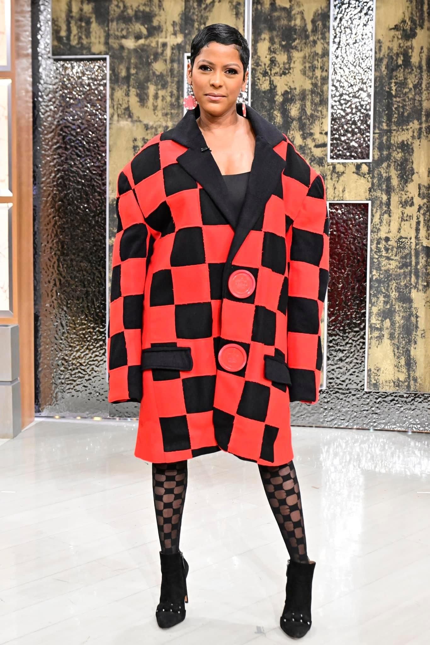 Wardrobe Breakdown: Tamron Hall Black & Red Checkered Coat