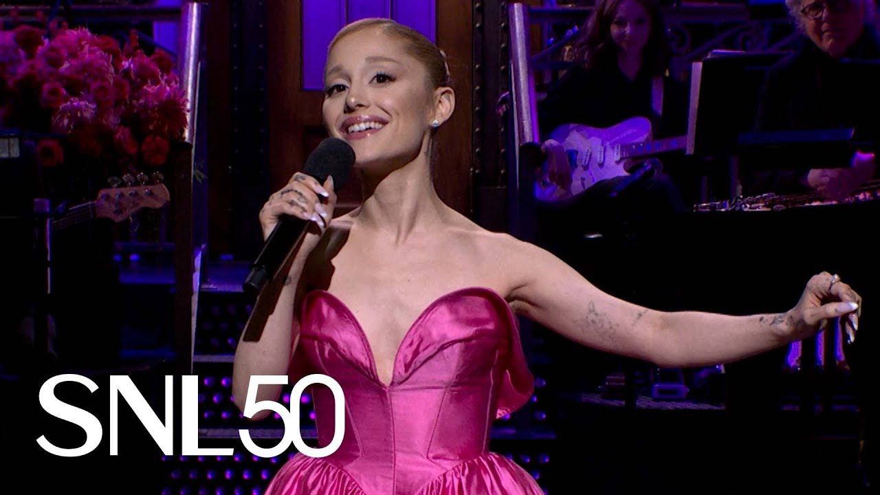 ariana grande pink dress snl Ariana Grande Wore A Vintage Pink Thierry Mugler Dress On 'SNL'