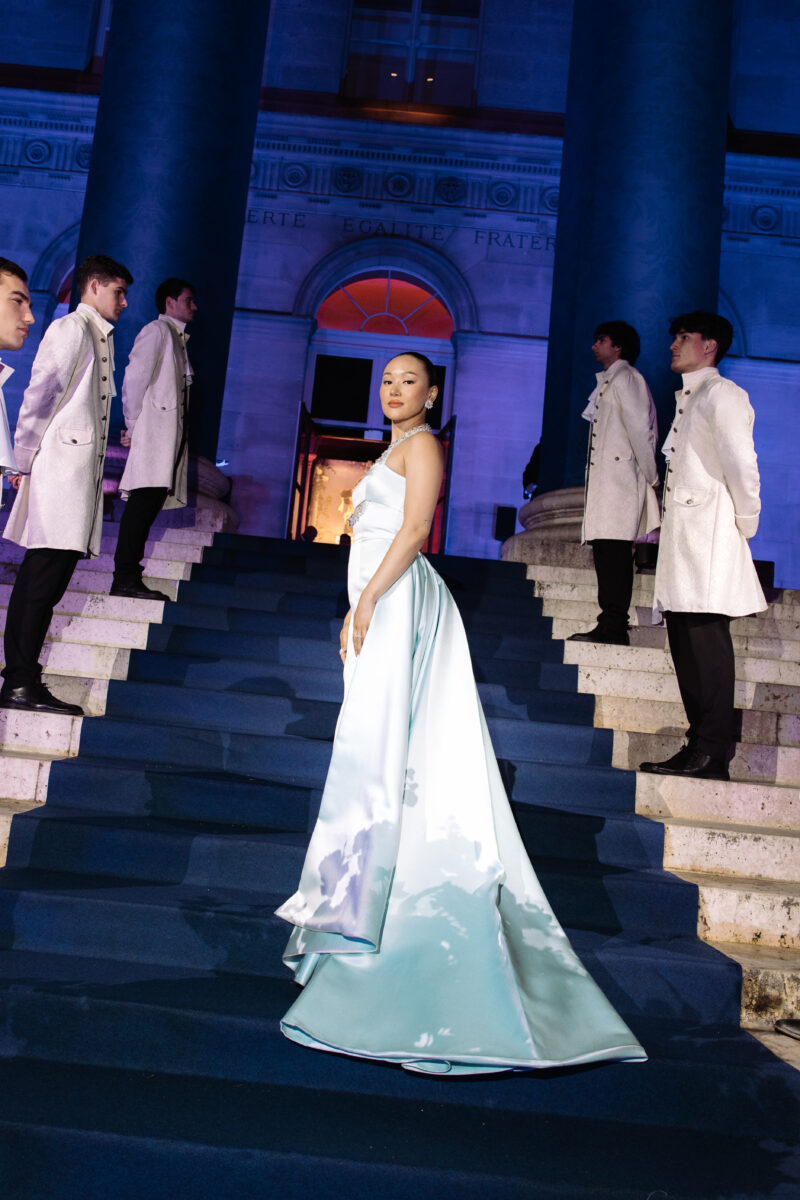 Celebrity Style: Yerin Ha’s Teal Green Gown At Bridgerton Premiere In Paris