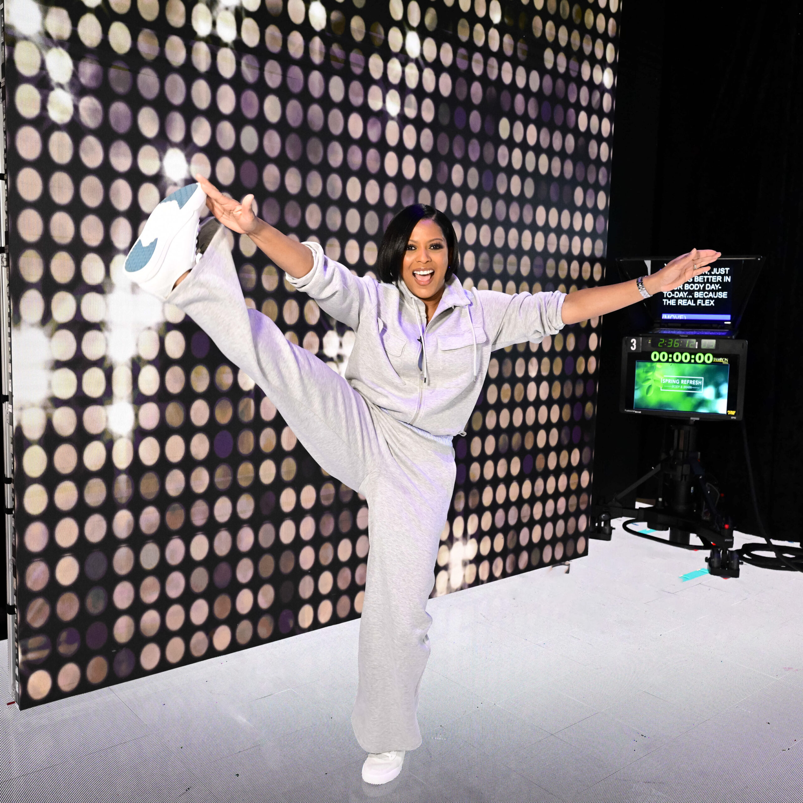 Celebrity Style: Tamron Hall’s Grey Jogger Set On The Tamron Hall Show